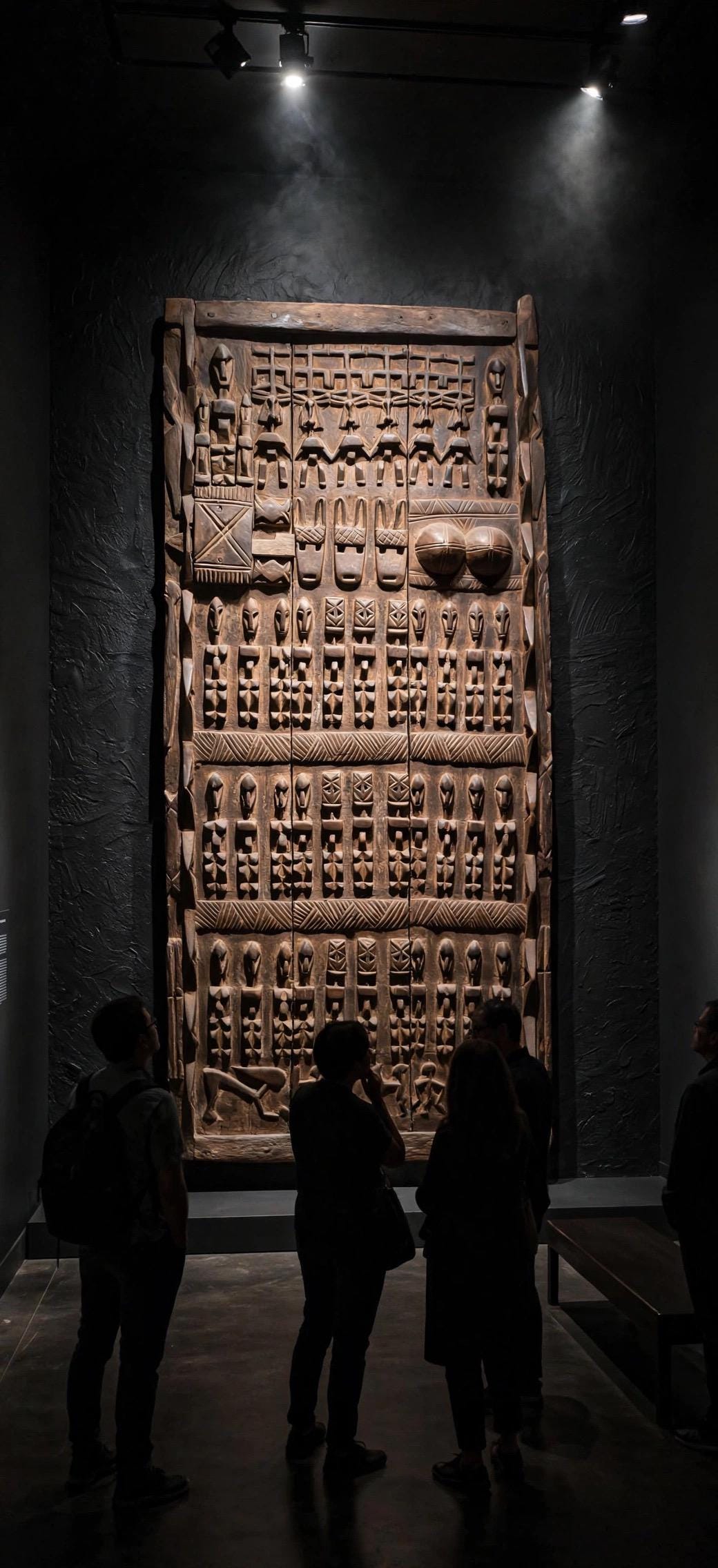 Wall decor Antique African Dogon Door Panel: Carved Wood Tribal Art (74x32)