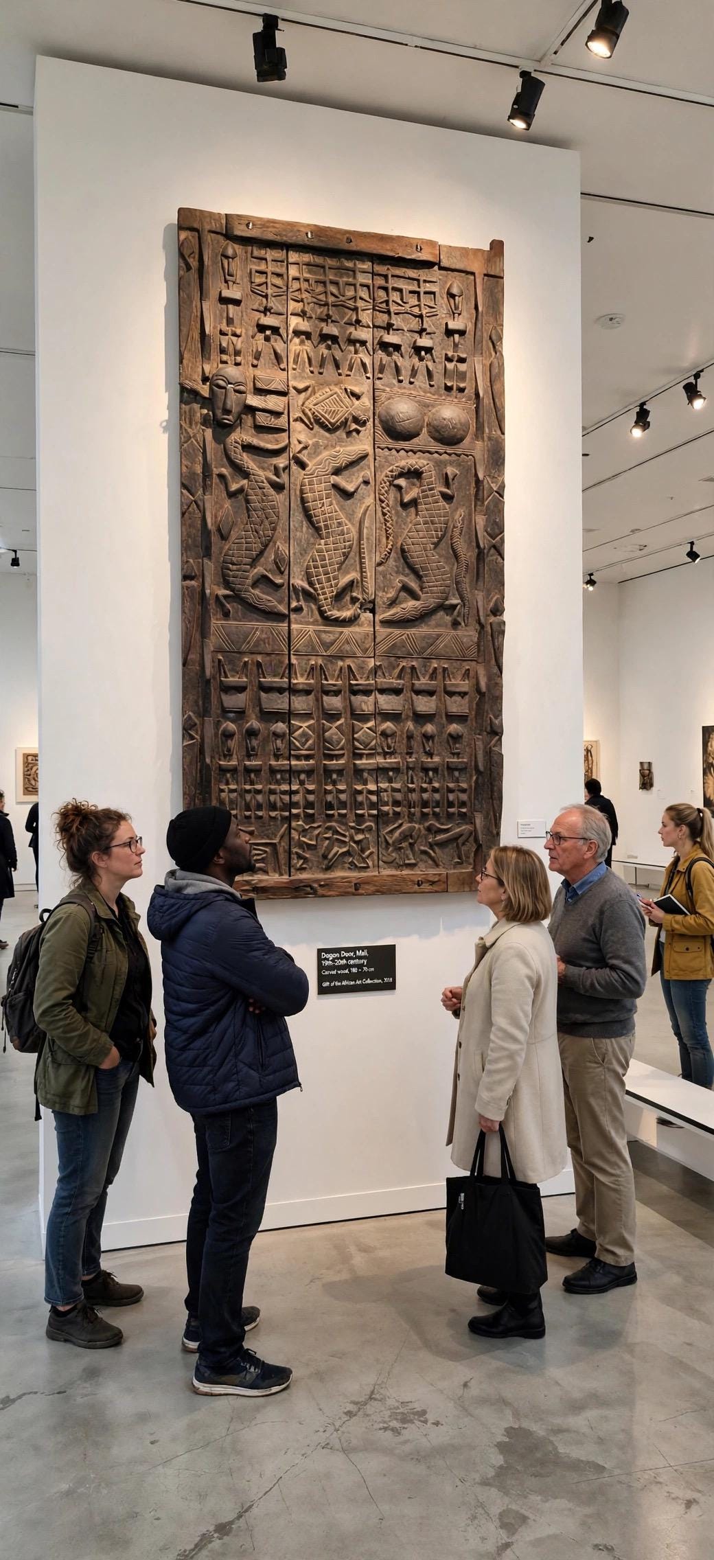 Unique Wall decor Antique African Dogon Granary Door Panel: Carved Wood Tribal Art (76x34)