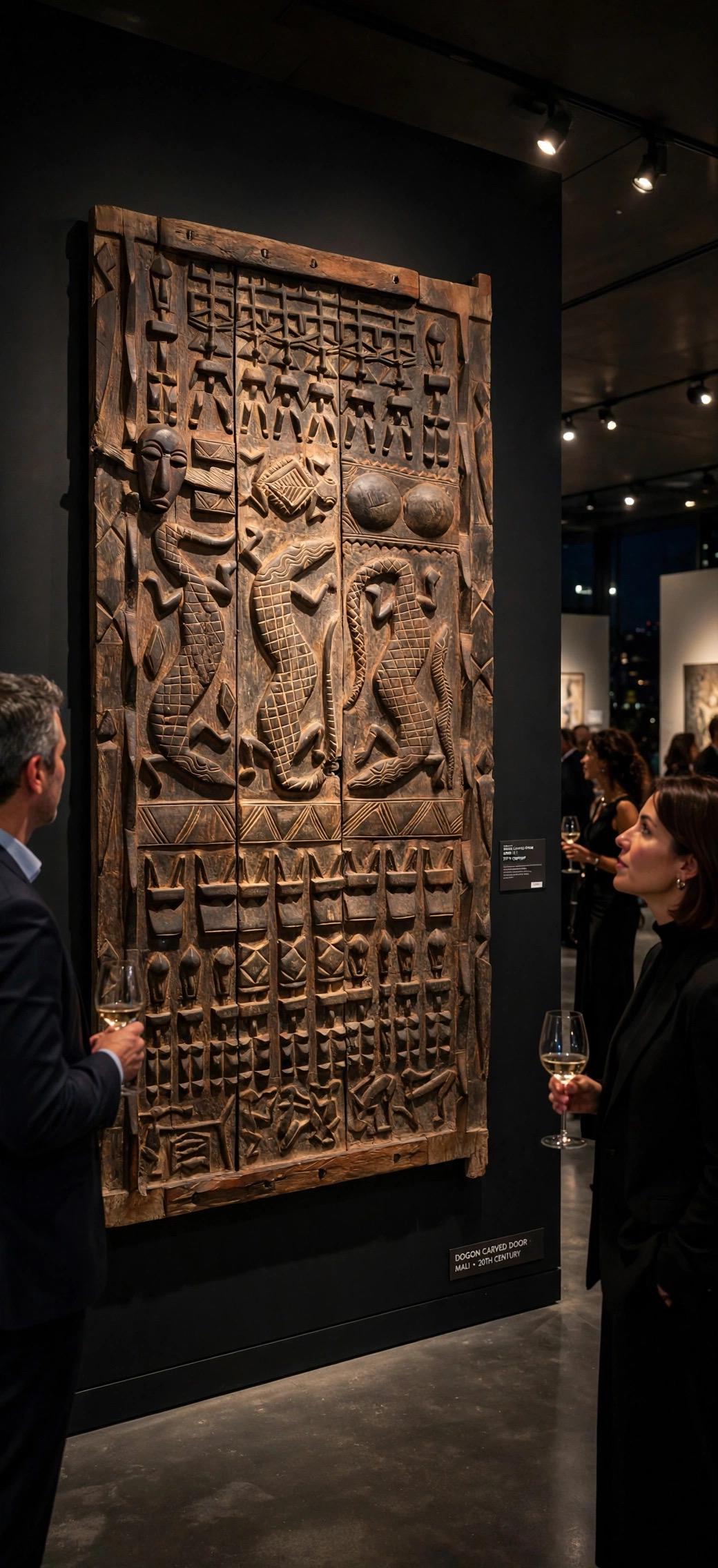 Unique Wall decor Antique African Dogon Granary Door Panel: Carved Wood Tribal Art (76x34)