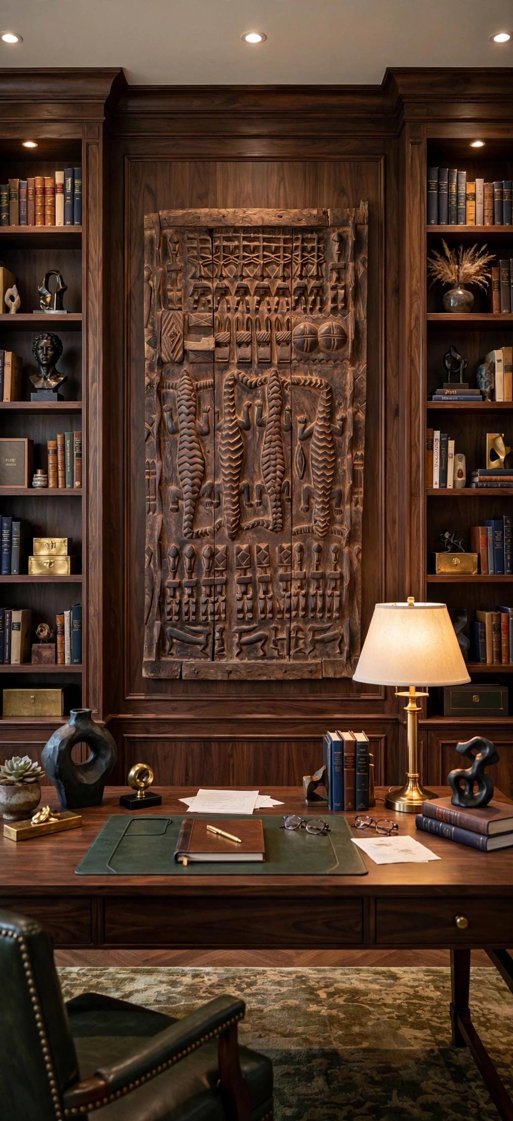 Rare Wall decor Antique African Dogon Door Panel: Carved Wood Tribal Art (74x34)