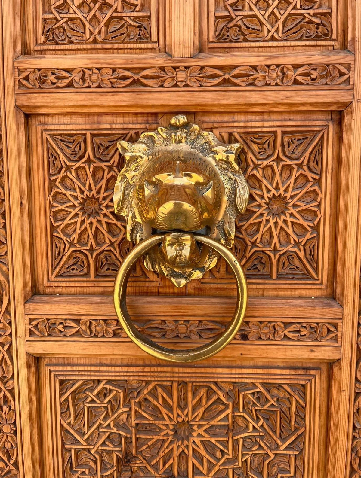 Handmade Moroccan brass lion door knocker