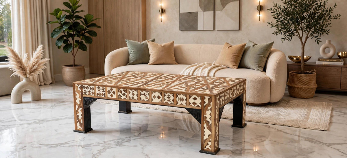 Unique handmade Moroccan resin Inlaid Table statement piece: home decor