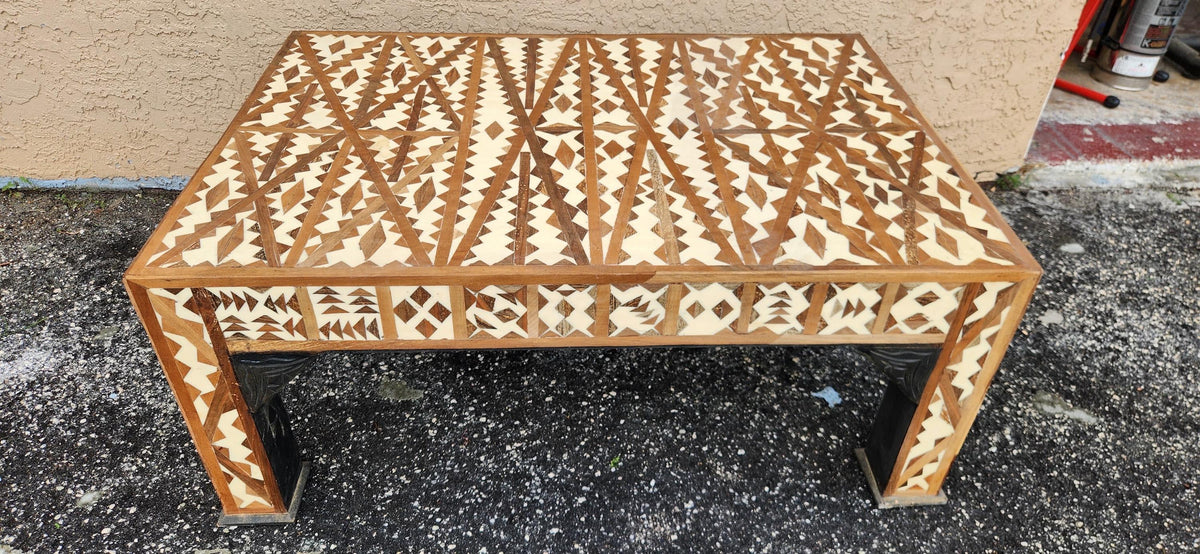 Unique handmade Moroccan resin Inlaid Table statement piece: home decor