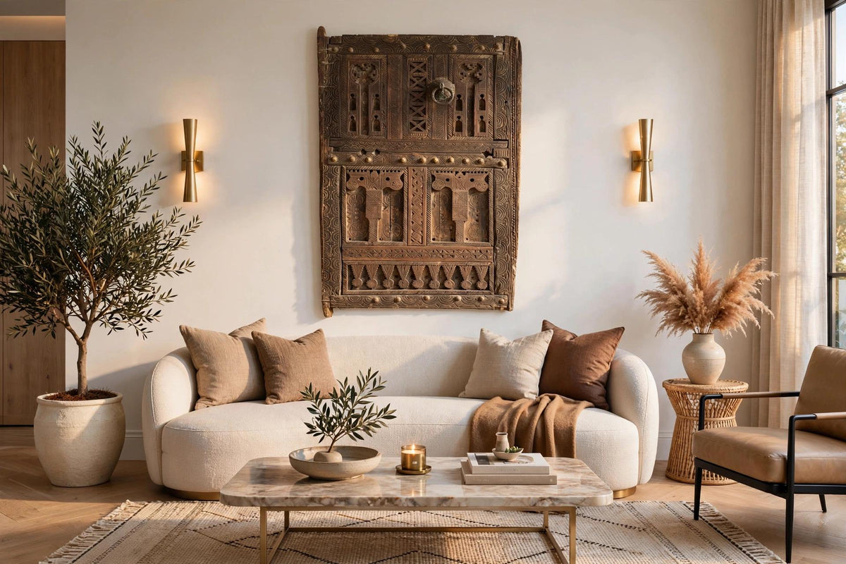 Antique Carved Touareg Door Panel, Berber Moroccan Wall Decor