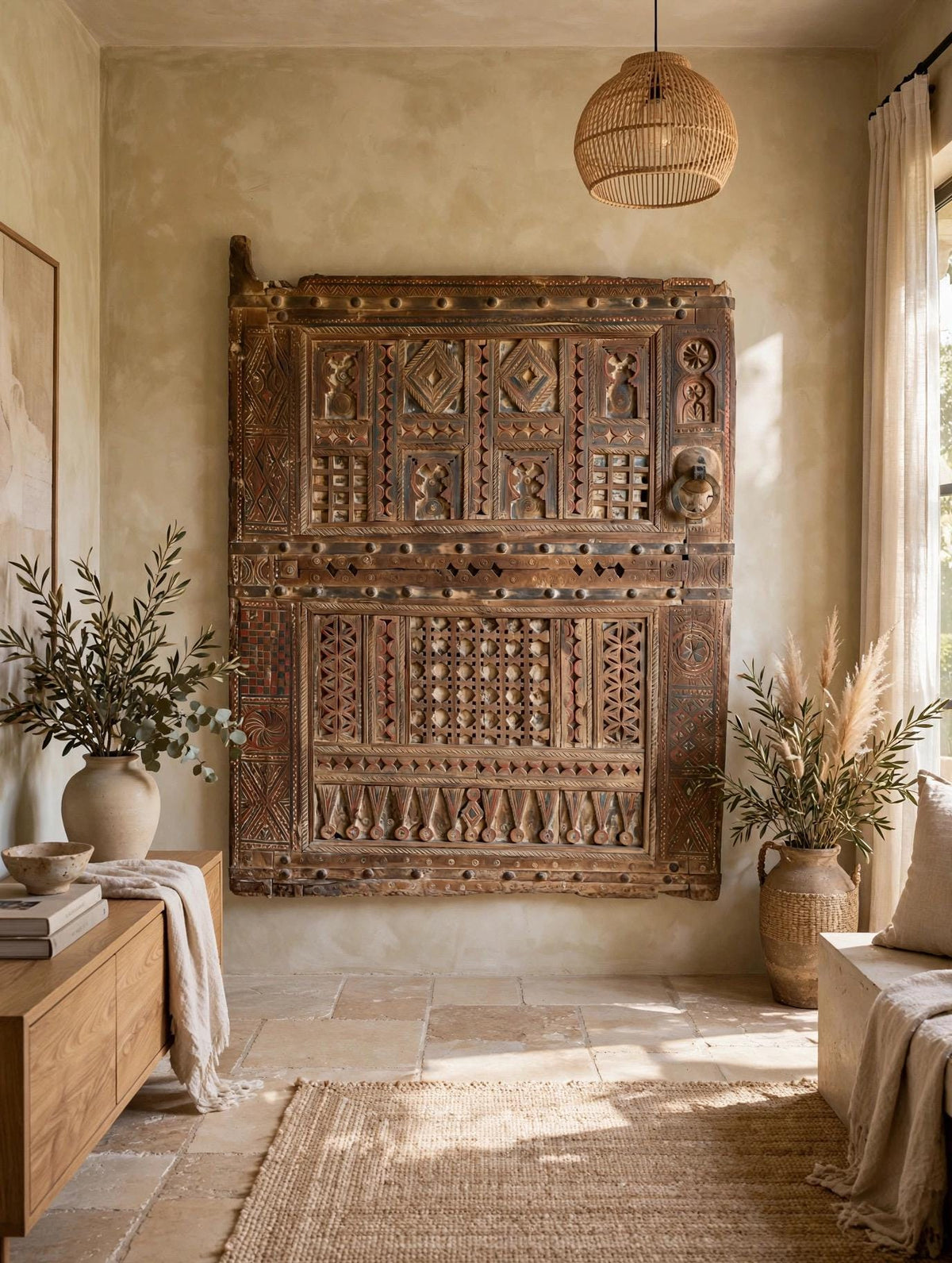 Antique statement decor piece Door Panel, Berber Wall art Decor