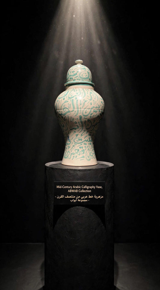 Moroccan vintage Arabic calligraphy clay Pottery Vase, Home Decor piece