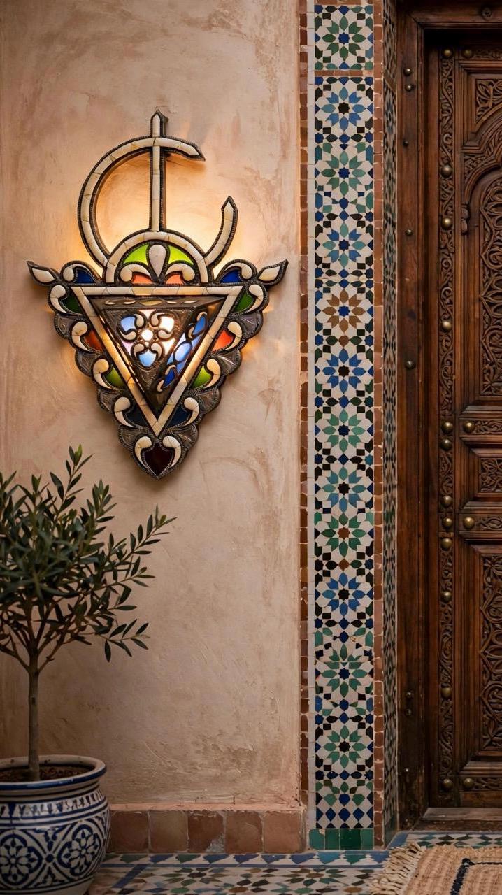 Two Antique Fibula Berber craftsmanship, geometric inlay with intricate chased metalwork. Statement piece