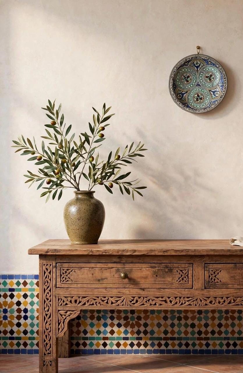 Mid-20th Century Moroccan decoration platter: Wall art plate decor