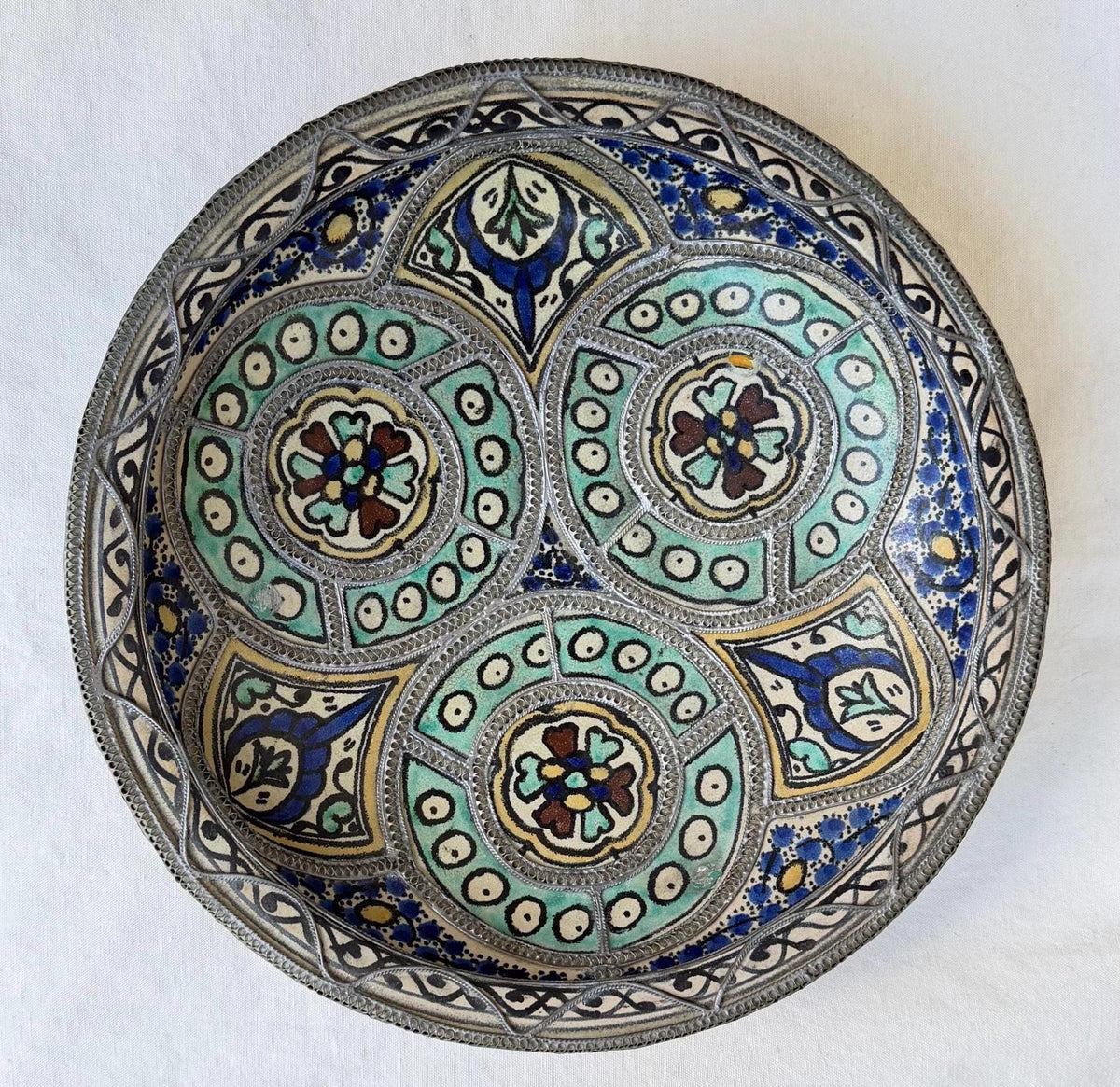 Mid-20th Century Moroccan decoration platter: Wall art plate decor
