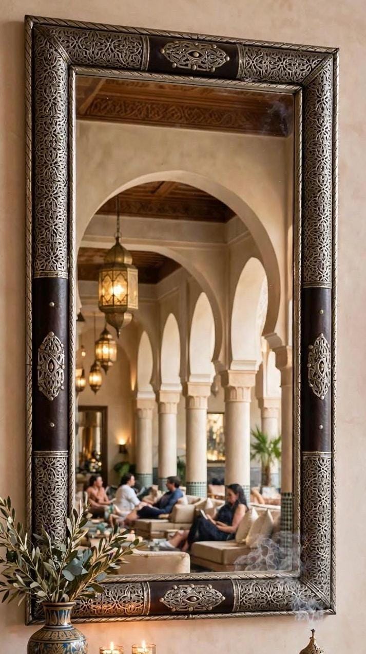Elevate Your Space with Timeless Craftsmanship Hand Tooled Moroccan Silver Mirror, Moorish Decor (63x27.5”)