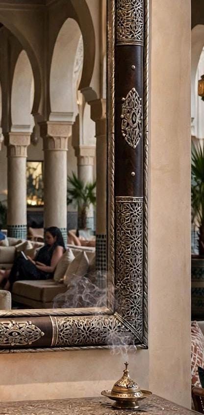 Elevate Your Space with Timeless Craftsmanship Hand Tooled Moroccan Silver Mirror, Moorish Decor (63x27.5”)