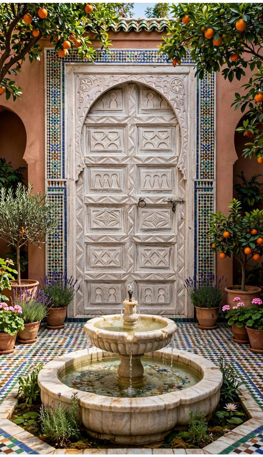 Vintage Carved Moroccan Door: Berber African Artwork, 80"x36.5"