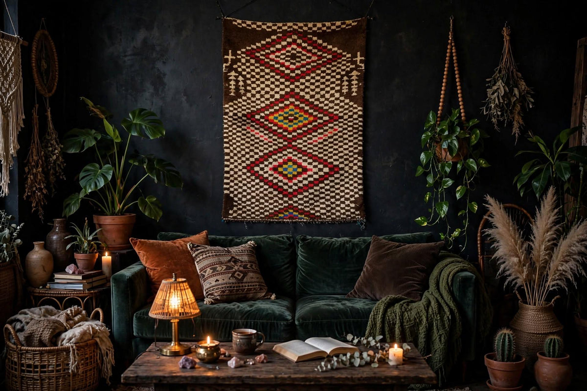 Vintage Handwoven Berber Rug: Moroccan Azilal, Ethnic Weaving (71x43 in)