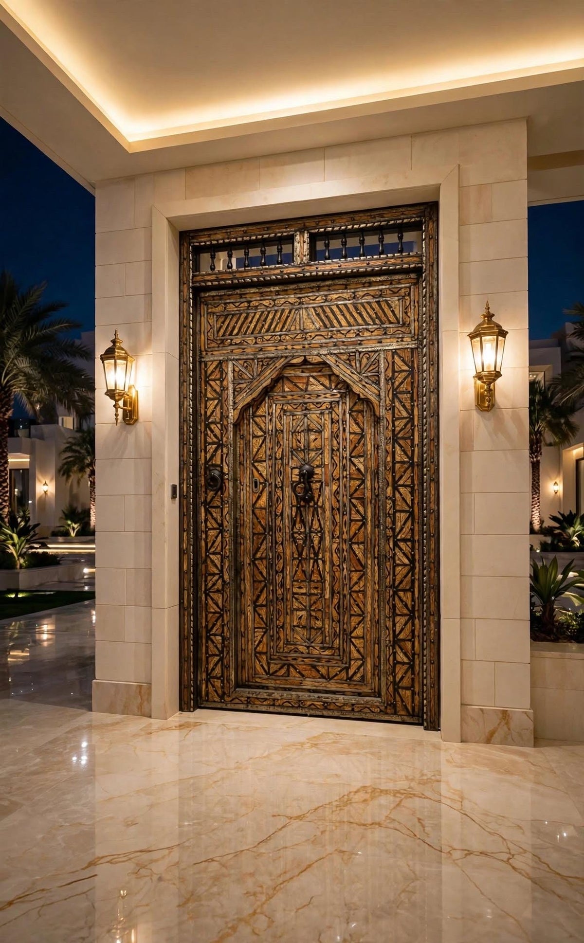 Antique Moroccan Inlay Bone Door, Middle Eastern Palace Decor