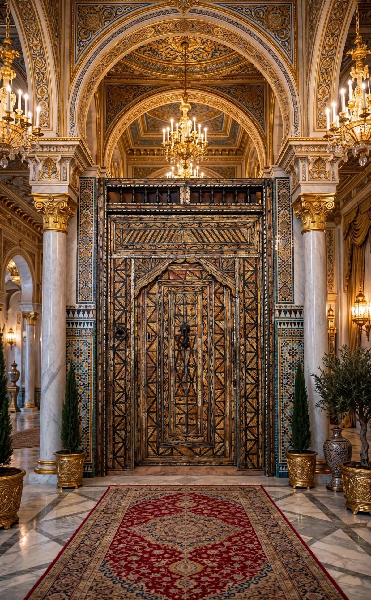 Antique Moroccan Inlay Bone Door, Middle Eastern Palace Decor