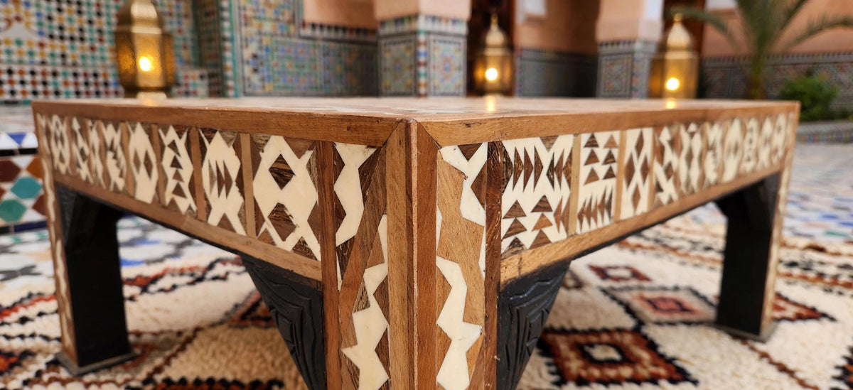 Unique handmade Moroccan resin Inlaid Table statement piece: home decor
