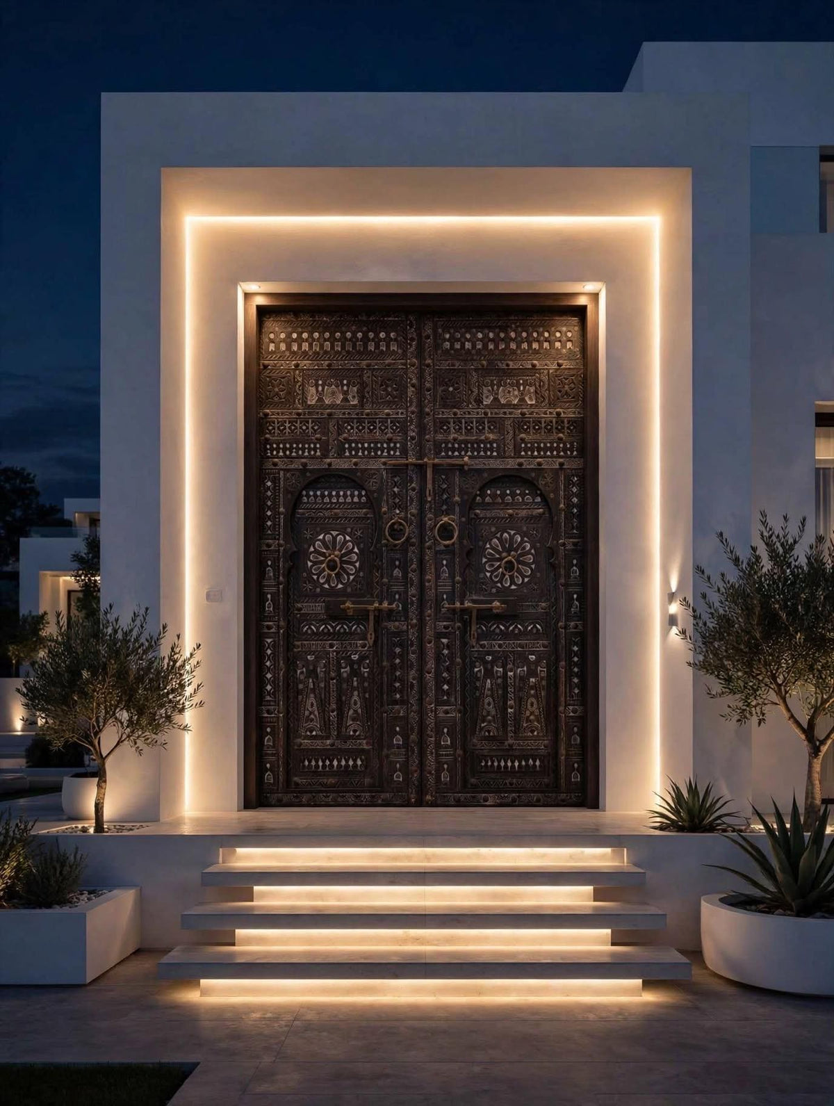 Authentic Hand-Carved Moroccan Double Wooden Door | Vintage Architecture (10ft8" x 72")