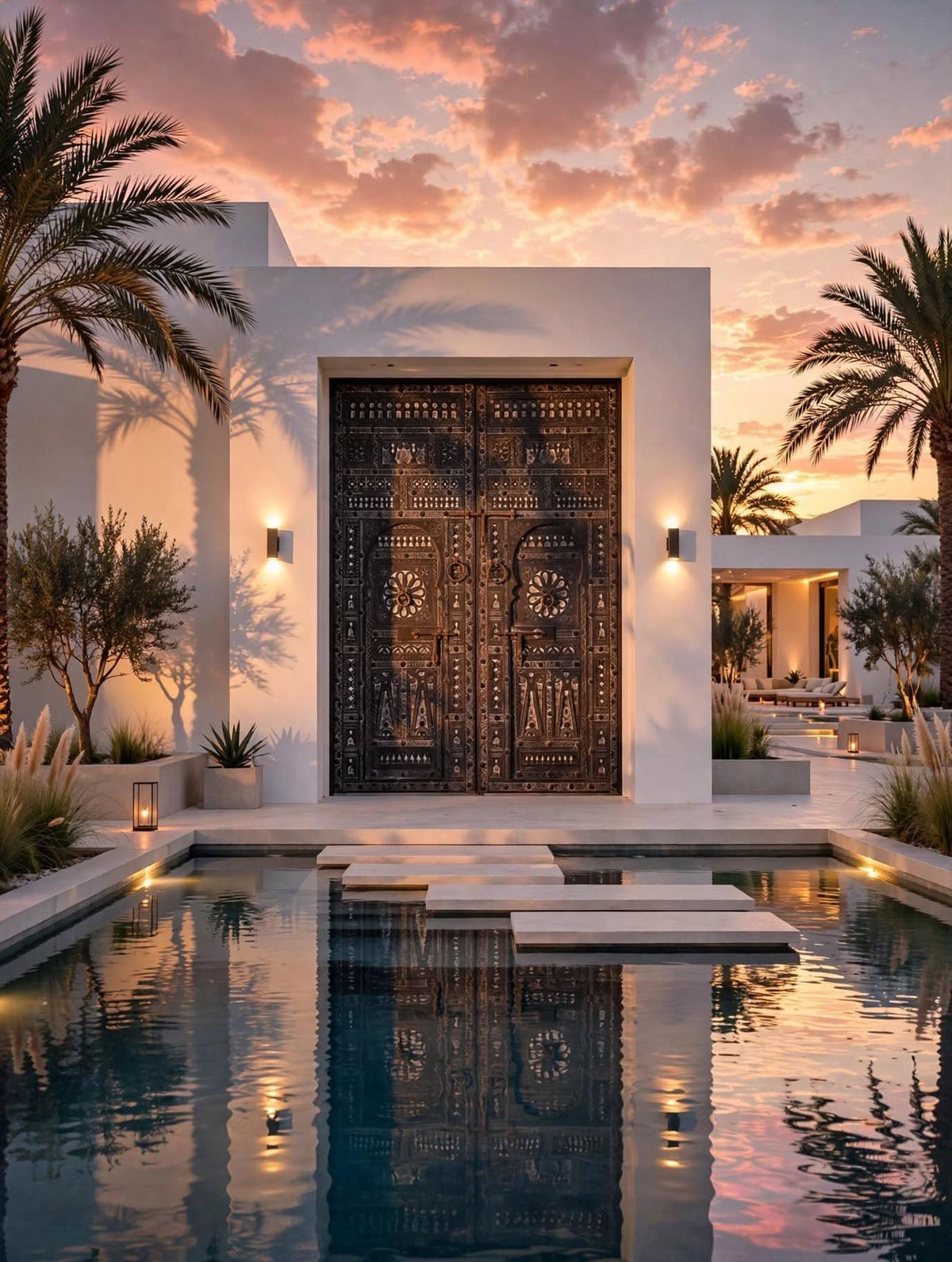 Authentic Hand-Carved Moroccan Double Wooden Door | Vintage Architecture (10ft8" x 72")