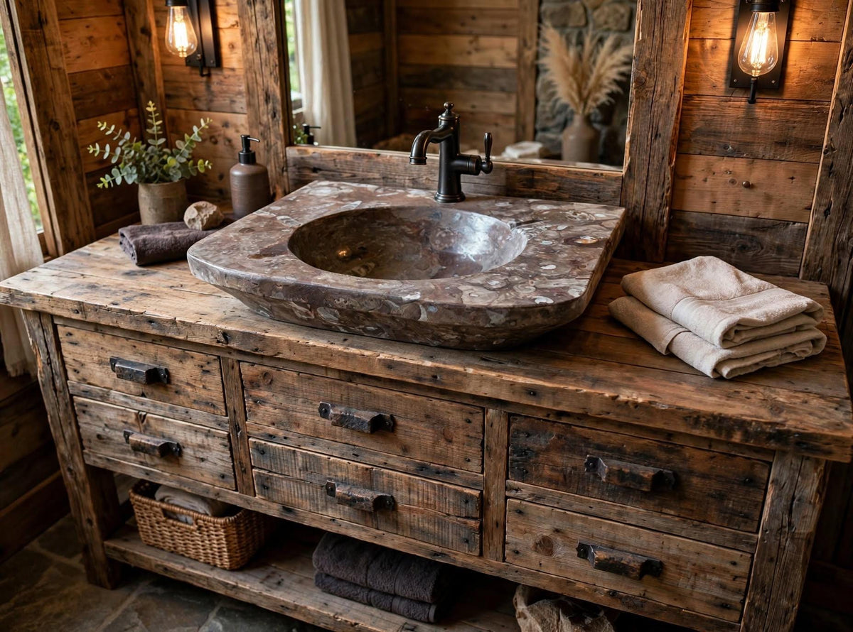 Moroccan Sahara Fossil Marble Sink: One-of-a-Kind Stone Rissani Vessel
