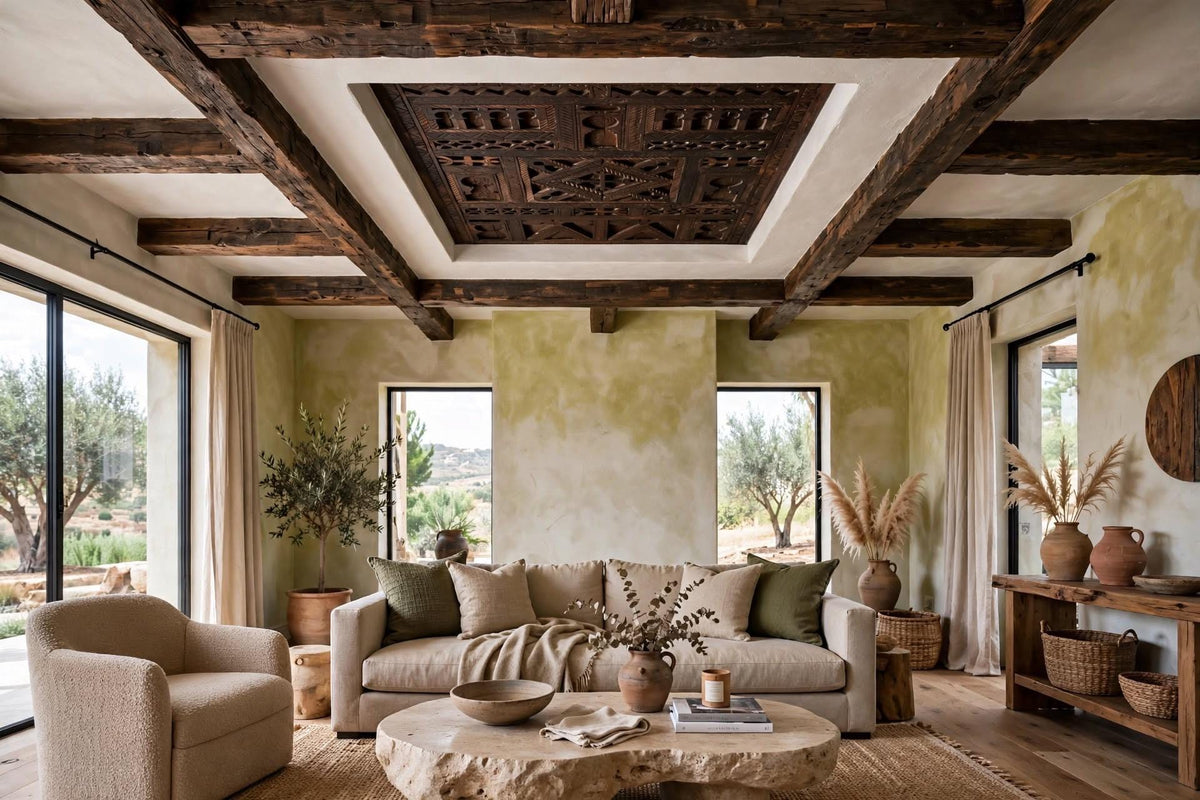 Hand-Carved Moroccan Berber Ceiling Panel | Moorish Artisan Wood Decor