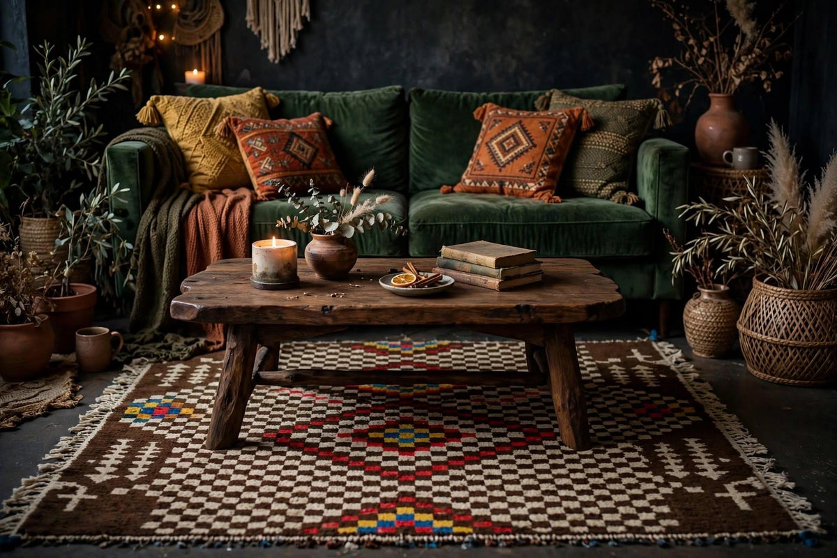 Vintage Handwoven Berber Rug: Moroccan Azilal, Ethnic Weaving (71x43 in)