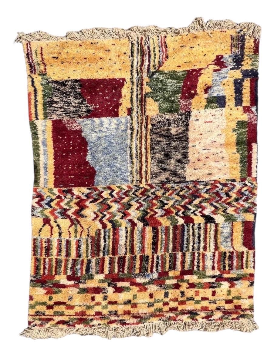 Handwoven Moroccan Berber Wool Rug | Abstract Patchwork Art Decor