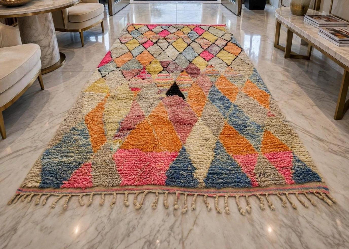 Vintage Moroccan Diamond Berber Rug, Handwoven Wool Carpet
