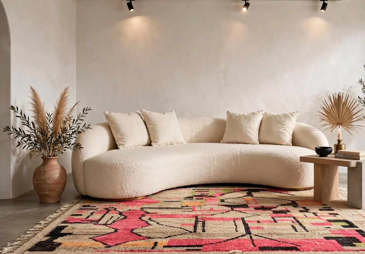 Hand-Knotted Moroccan Tribal Rug | Boujaad Style, Organic Geometric Design