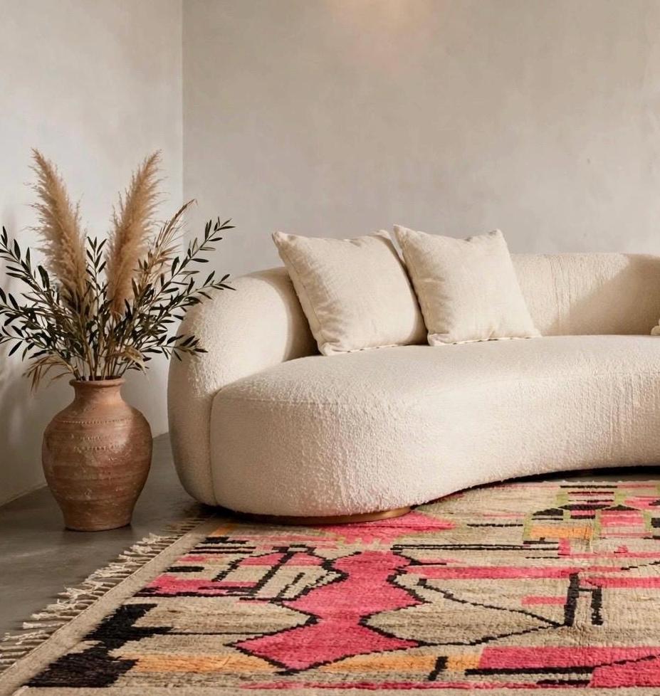 Hand-Knotted Moroccan Tribal Rug | Boujaad Style, Organic Geometric Design