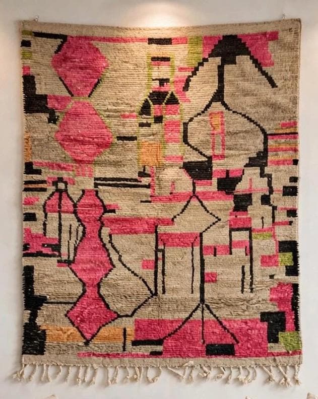 Hand-Knotted Moroccan Tribal Rug | Boujaad Style, Organic Geometric Design