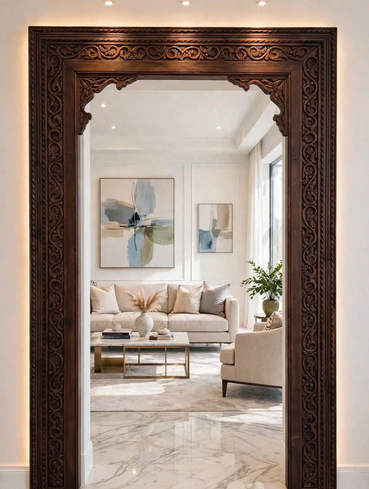 Large hand carved door frame: Moroccan wall art