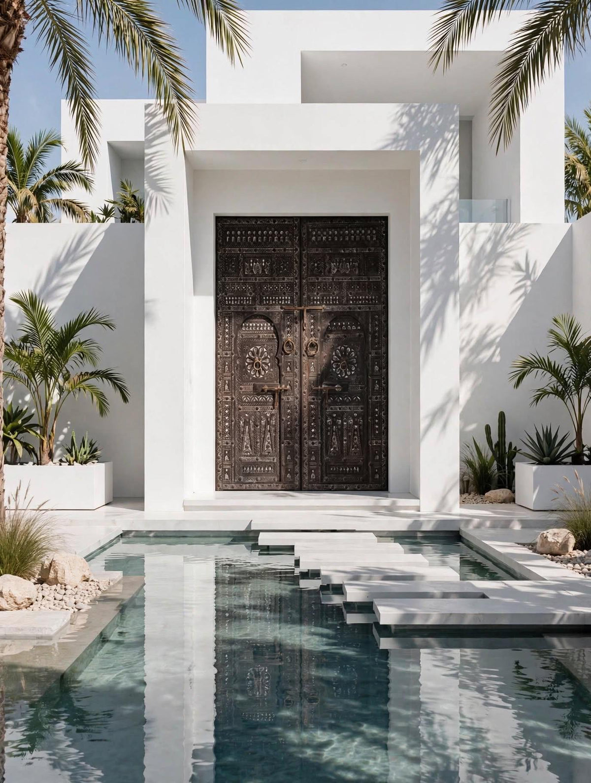 Authentic Hand-Carved Moroccan Double Wooden Door | Vintage Architecture (10ft8" x 72")