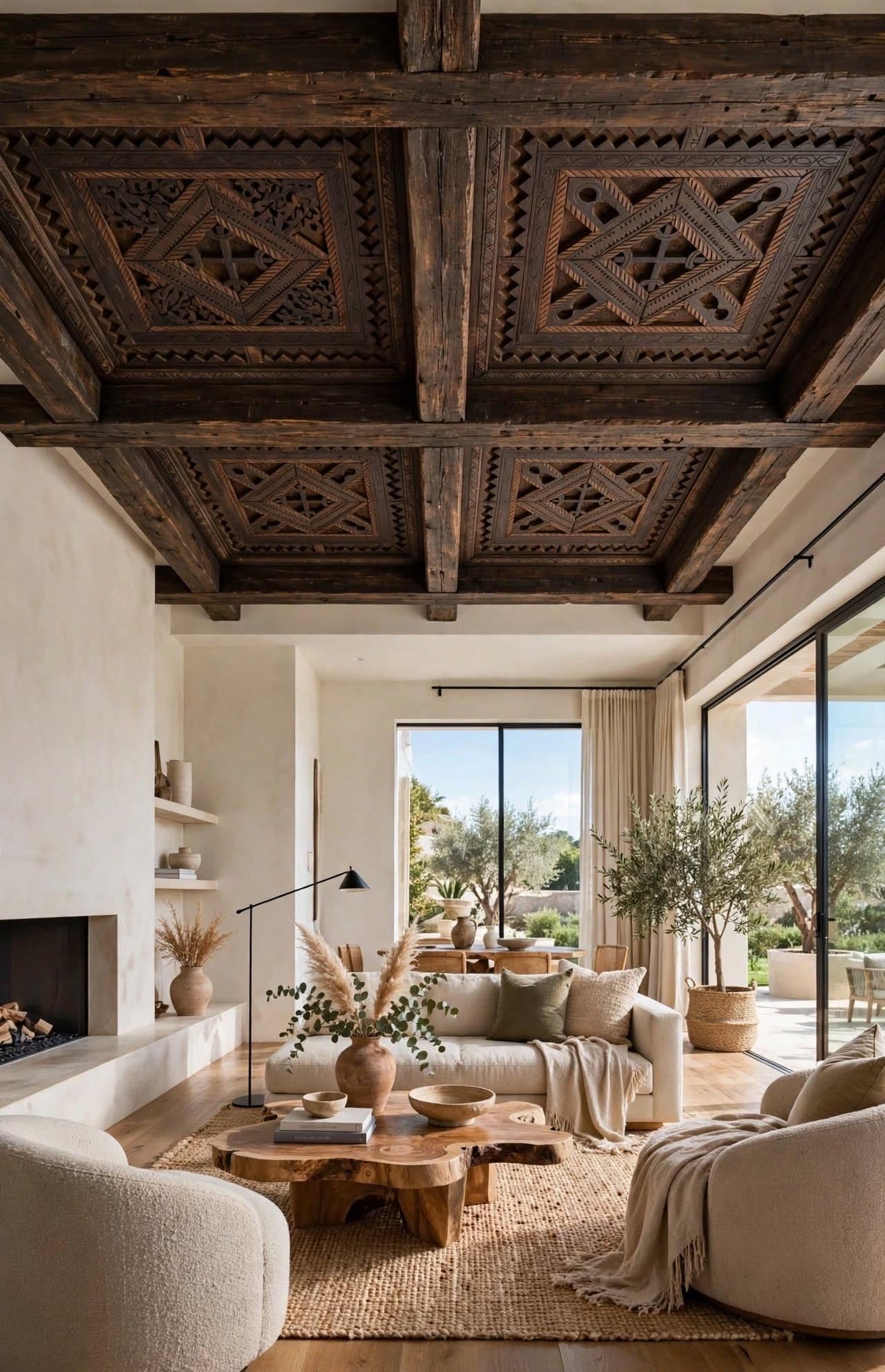 Hand-Carved Moroccan Berber Ceiling Panel | Moorish Artisan Wood Decor