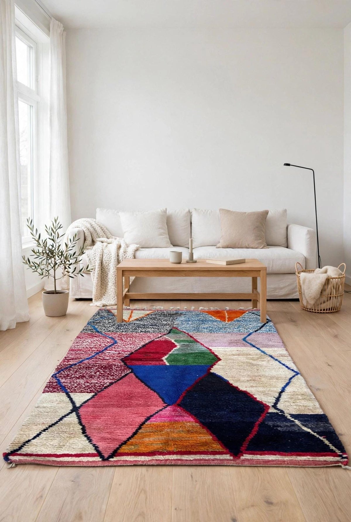 Handwoven Moroccan Berber Taznakht Rug | Geometric Wool Carpet