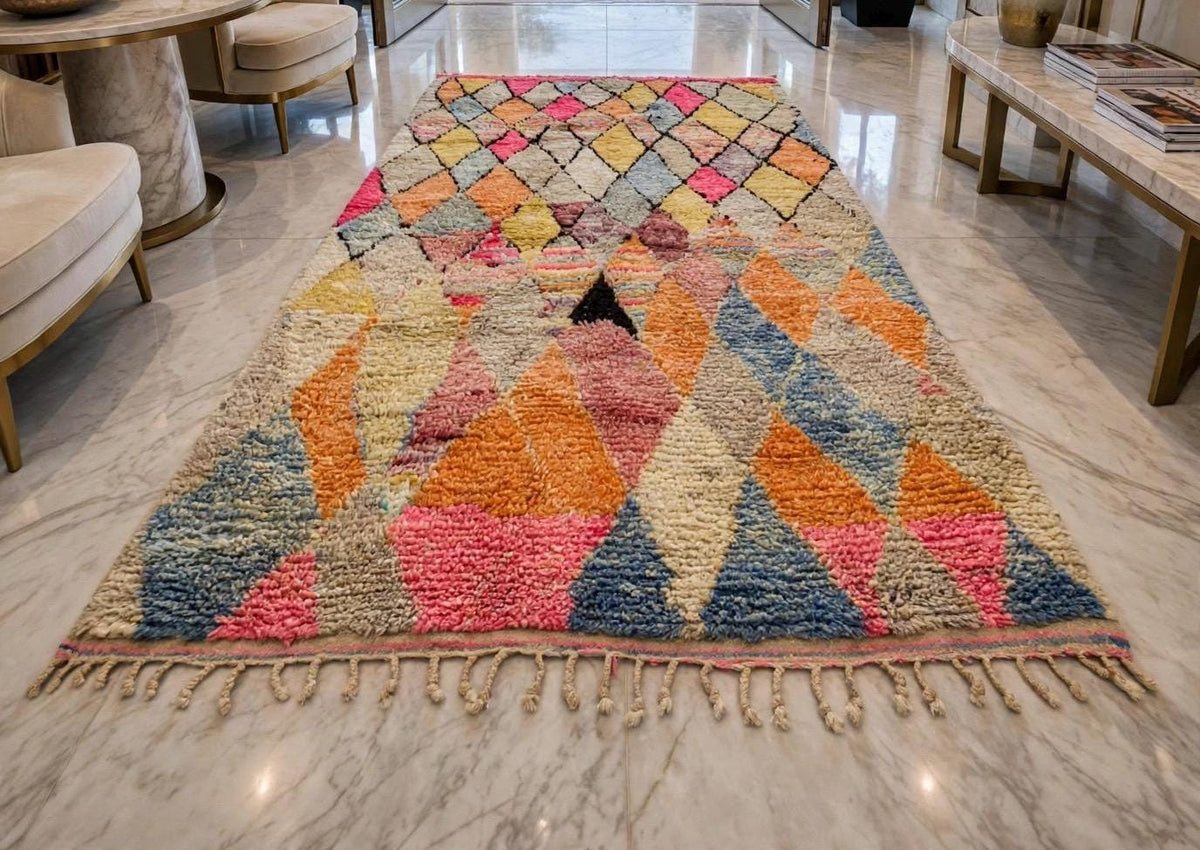 Vintage Moroccan Diamond Berber Rug, Handwoven Wool Carpet