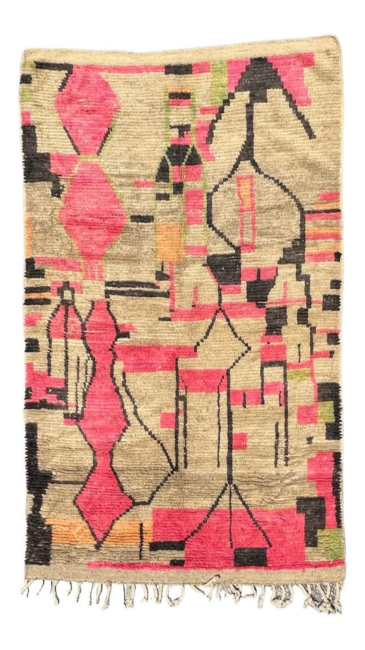 Hand-Knotted Moroccan Tribal Rug | Boujaad Style, Organic Geometric Design