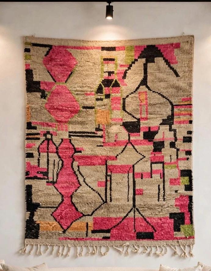 Hand-Knotted Moroccan Tribal Rug | Boujaad Style, Organic Geometric Design