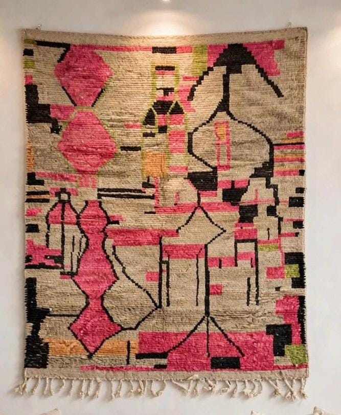 Hand-Knotted Moroccan Tribal Rug | Boujaad Style, Organic Geometric Design