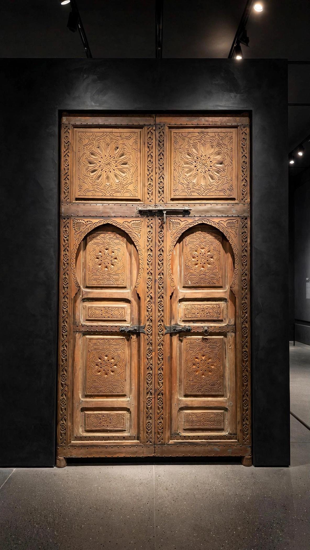 Hand-Carved Moroccan Double Doors | Andalusian Alhambra Style, 98"x56"