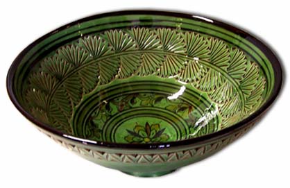 Green carved bowl