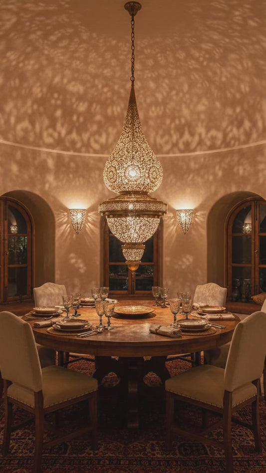 Moroccan brass pendant chandelier