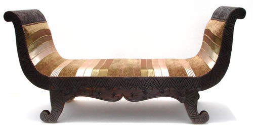 Sahara bench upholstered with sabra fabric. All handmade in Morocco