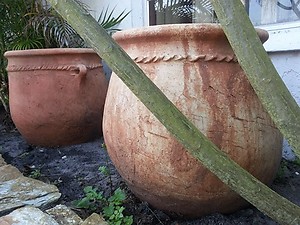 Rustic Moroccan clay flower pot