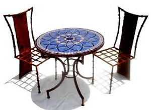 Mosaic blue tile table