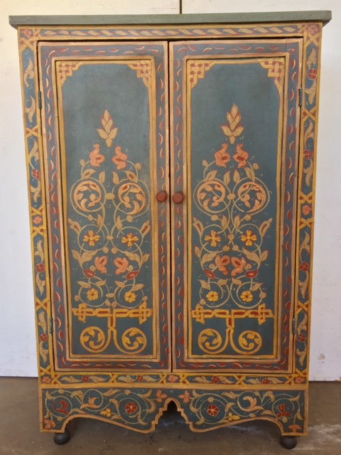 Moroccan antique painted armoire