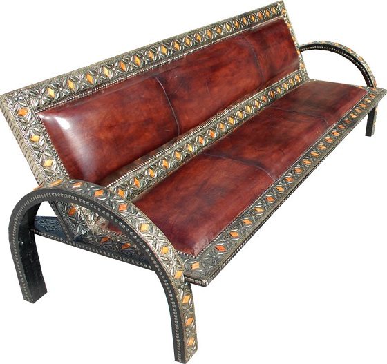 Moroccan leather bench