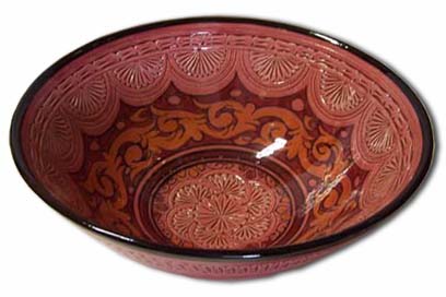 Red carved bowl